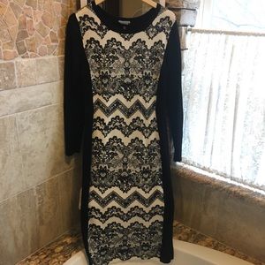 SOLD Fitted Tea Length Sweater Dress